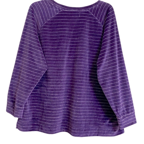 Liz Super Soft & Luxurious Deep Purple Sweater with Silver Metallic Stripes - Picture 4 of 8